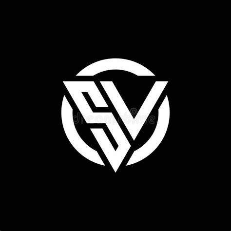 Sv Logo With Triangle Shape And Circle Rounded Design Template Stock