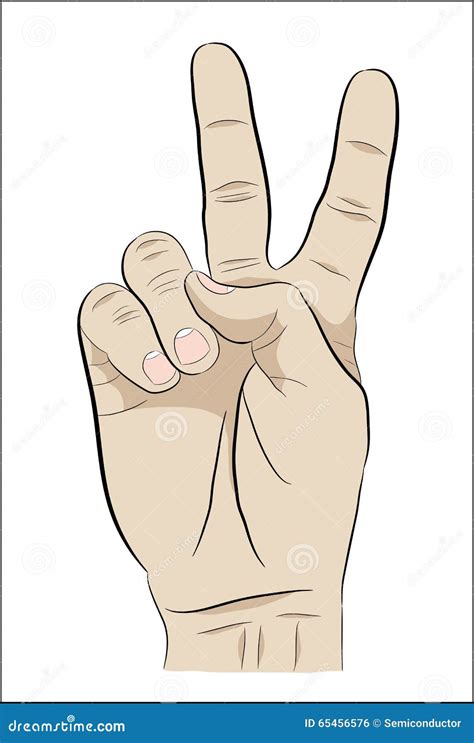 Hand Gesture Of Victory Stock Vector Illustration Of Drawing 65456576