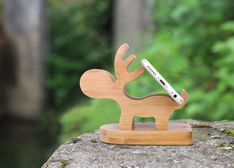 Tounee Universal Wooden Deer Phone Stand Lazy Holder Mobile Bracket For