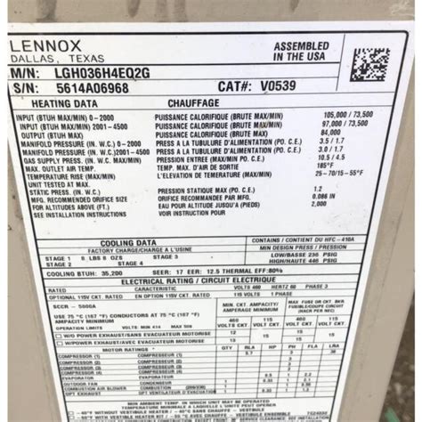 Lennox Lgh H Eq G Ton Energence Stage Rooftop Gas Elec Air Conditioner For Sale Online