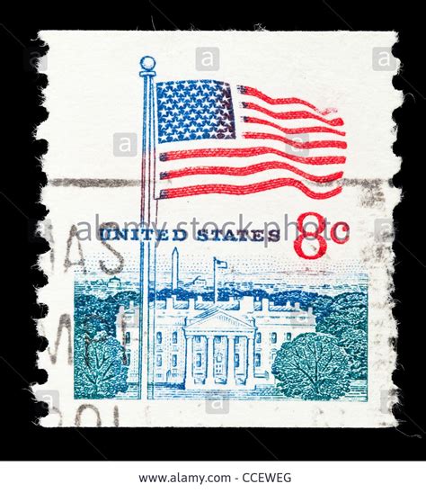 Stock Photo Postage Stamp United States Flag And White House 8