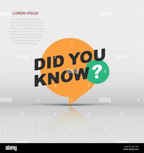 Did You Know Icon In Flat Style Banner Interesting Facts Vector