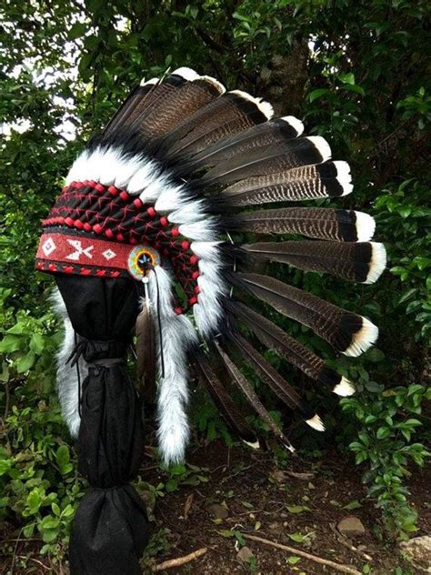 real turkey feathers indian headdress replica native american warbonnet style chief indian