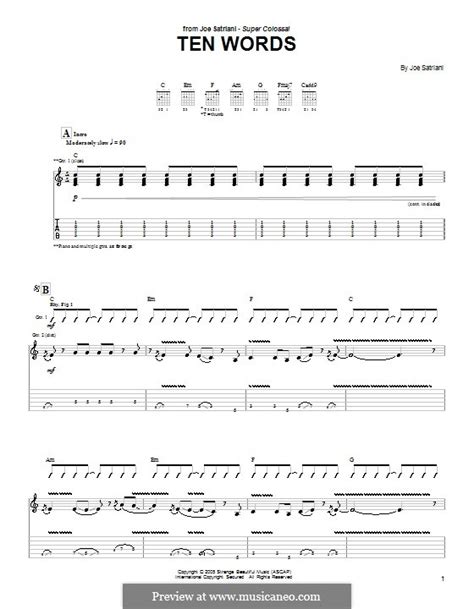 Ten Words Por J Satriani Partituras On Músicaneo