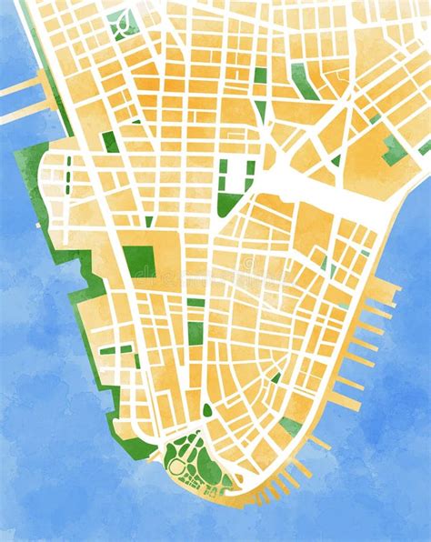 Karte Manhattan New York City Eigenhändig Gezeichnet Stock Abbildung