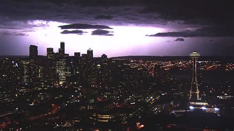 Watch Lightning Storm Over Downtown Seattle