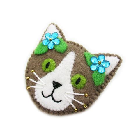 Felt Cat Brooch Pin Cats Face Brooch Cat Accessories Cat Birthday 277