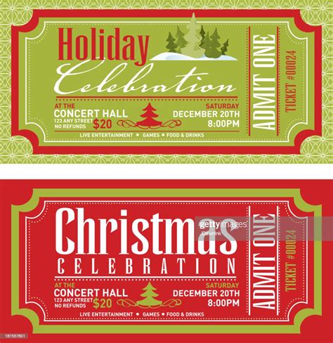 Set Of Christmas Concert Tickets Templates High Res Vector Graphic