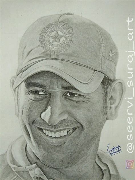 Ms Dhoni Sketch By Me Ig Seervisurajart Pencil Sketch