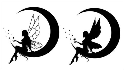 Moon Angels Silhouettes Illustrations Royalty Free Vector Graphics