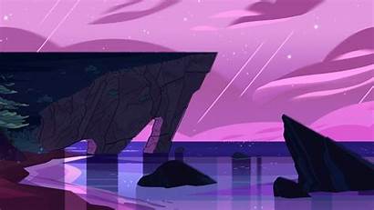 Steven Universe Sky Pink Background Water Mountain