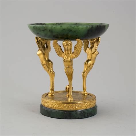 A Late 19th Century Empire Style Nephrite And Gilt Bronze Centerpiece Bowl Bukowskis