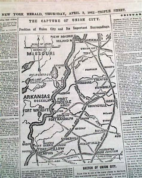 1862 Civil War Map Union City Tennessee