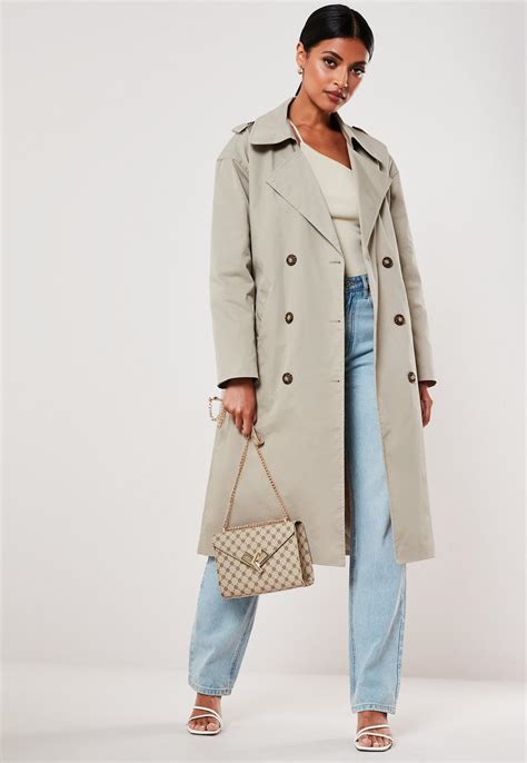 Beige Oversized Long Trench Coat Missguided
