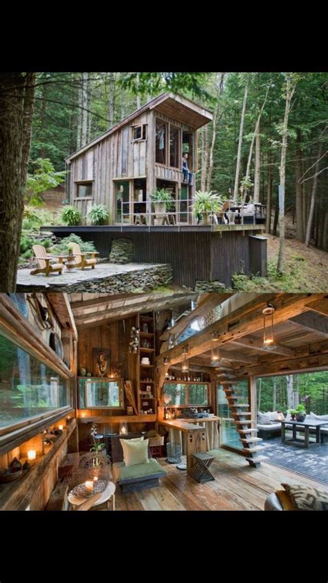 Nice Small Forest Cabin Tiny House Design Loft Floor