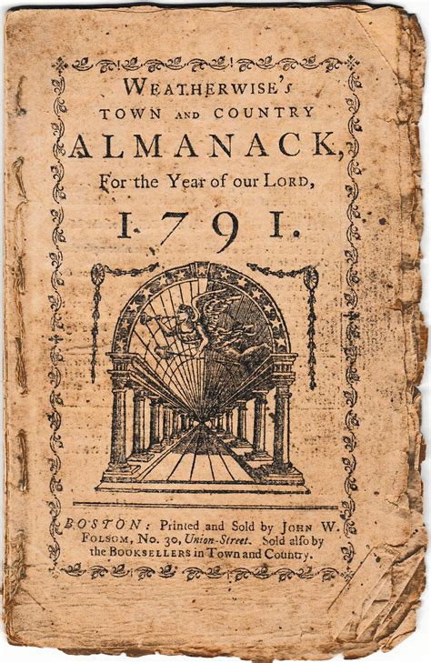Almanac With An Allegorical Woodcut Of The Federal Constitution Rare