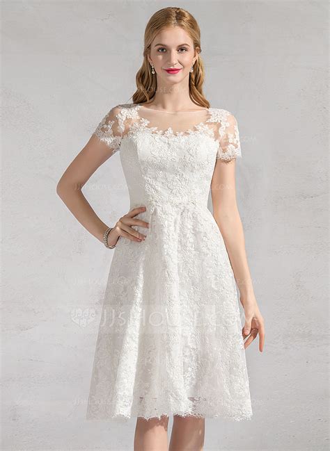 You will find a high quality women white knee length dress at an affordable price from brands like adyce , aomei , nice－forever. A-Line/Princess Scoop Neck Knee-Length Lace Wedding Dress ...