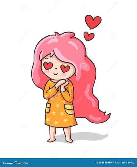 Girl In Love With Heart Eyes Cute Cartoon Character For Emoji Sticker