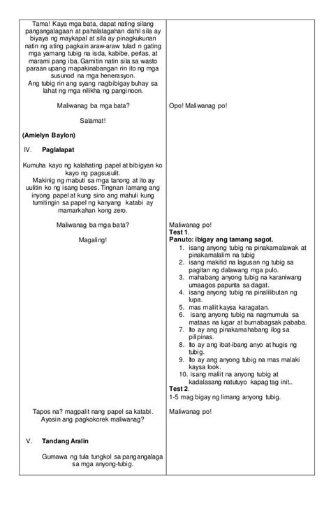 Lesson Plan In Araling Panlipunan Grade 3 Anyong Tubig