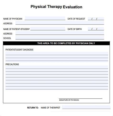 Physical Therapy Functional Assessment Form