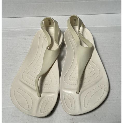 Crocs Shoes Crocs Womens Sandal Sexi Flipflop Size 8 Ivory Tstrap Thong Shoe Off White