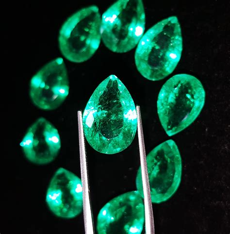 Loose Gemstone Natural Emerald Lot 10 Pcs Certified Gorgeous Etsy