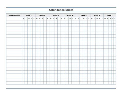 Free Printable Attendance Sheet Template Education Attendance