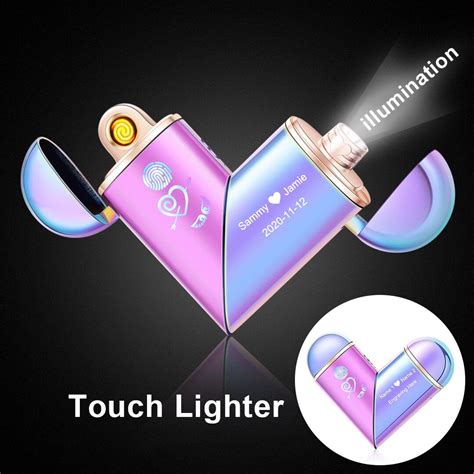 Heart Shaped Folding Rotary Touch Lighter Personalized Lighter With Usb Charging Purple Color