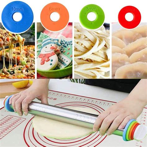 4 Adjustable Thickness Rings Pastry Mat For Baking Cookie Fondant Dough