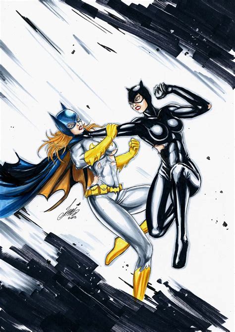 Batgirl And Catwoman Fight By Hm1art On Deviantart