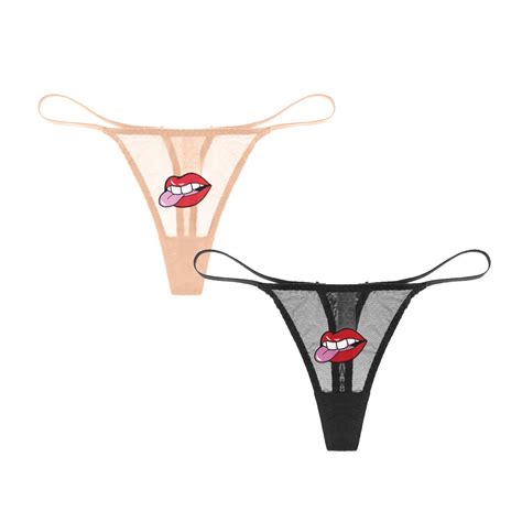 Varsbaby Woman S Sexy G String Thongs With Lip Cartoon Stickers Pack