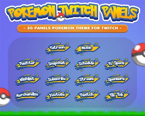 30 Set Pokemon Twitch Panels Stream Panels Etsy