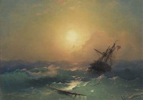 Ivan Aivazovsky A Ship In A Disaster Seascape Paintings