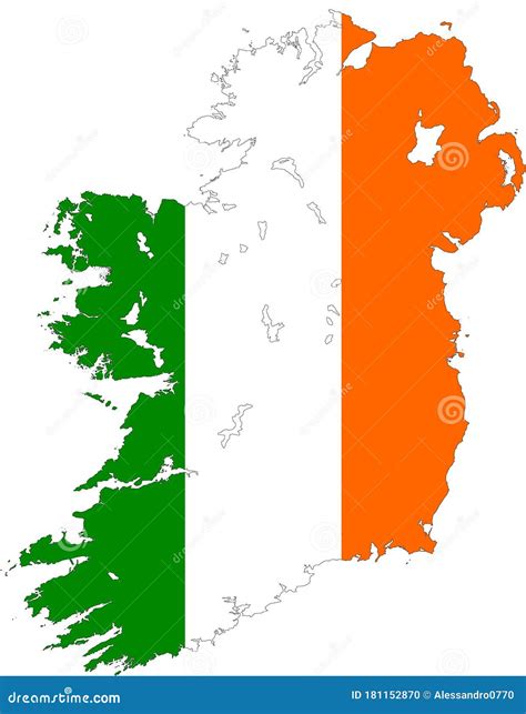 Map Of Ireland With Flag Stock Illustration Illustration Of Symbol