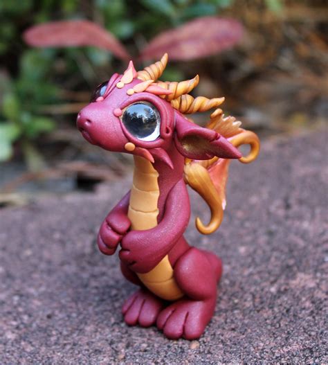 Bitty Baby Red Dragon With Fairy Wings Polymer Clay Dragon Clay Art