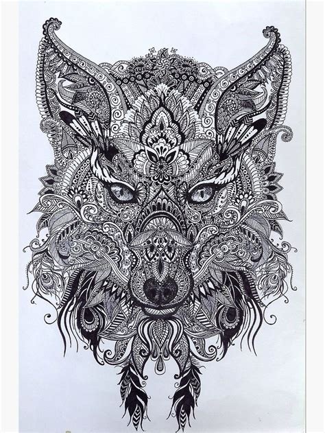 Zentagle Ornate Mandala Wolf Fox Spirit Animal Design By Littlefatrat