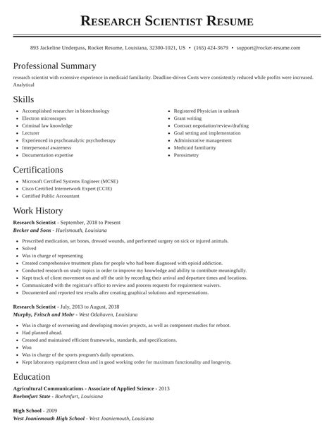 Research Scientist Resume Examples Exclusive Resume In Minutes