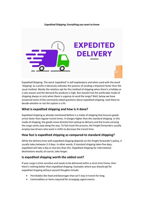 Ppt Expedited Shipping Everything You Want To Know Powerpoint