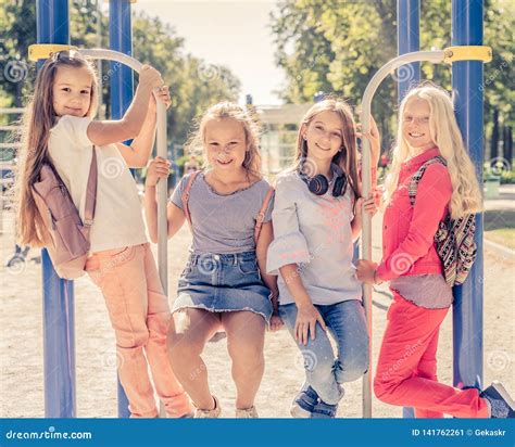 School Girls In The Playground Stock Image Image Of Game Little 141762261