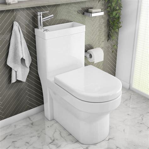 Affine 2 In 1 Toilet Basin Combo Combined Toilet And Sink Space Saving Cloakroom Unit One Piece