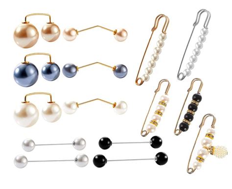Faux Pearl Brooch Pins Sweater Shawl Pins Anti Exposure Neckline Safety Pin With Different