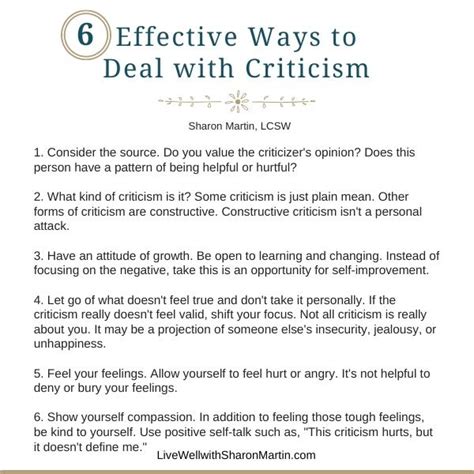 6 Effective Ways To Deal With Criticism Live Well With Sharon Martin