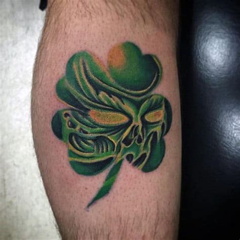 60 Four Leaf Clover Tattoo Designs For Men Good Luck Ink