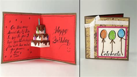 Handmade Birthday Greeting Card Cake Pop Up Birthday Card Step By