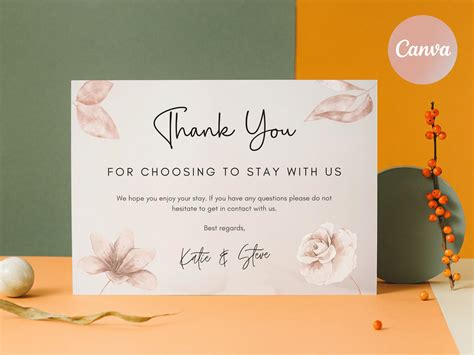 Airbnb Host Thank You Card Template Editable Canva Airbnb Rental Thank You Template Airbnb Host
