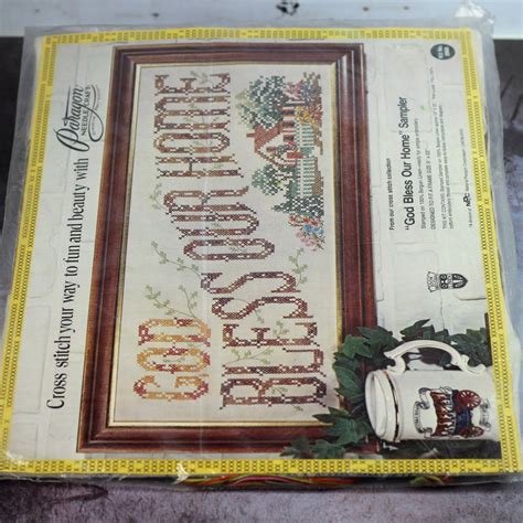 God Bless Our Home Vintage Stamped Cross Stitch Kit Belgian Etsy