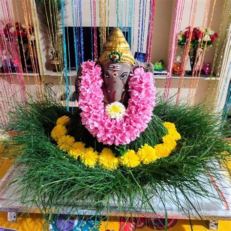 Ganesh Chaturthi In 2021 Flower Decorations Diy Ganpati Decoration Design Ganapati Decoration