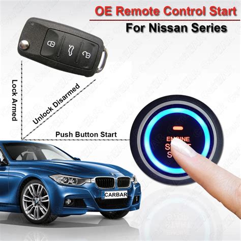 Keyless Push Button Start Car Alarm For Nissan Engine Stop Start Door