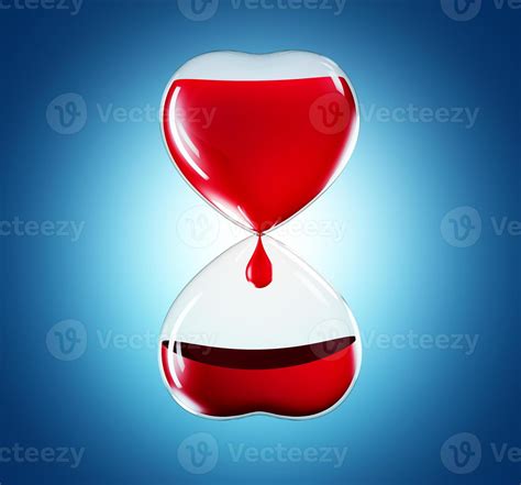 Hourglass Heart Donor Day Blood Transfusion On Blue Background 3d