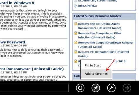 How To Add Or Remove A Favorite In The Internet Explorer 10 App